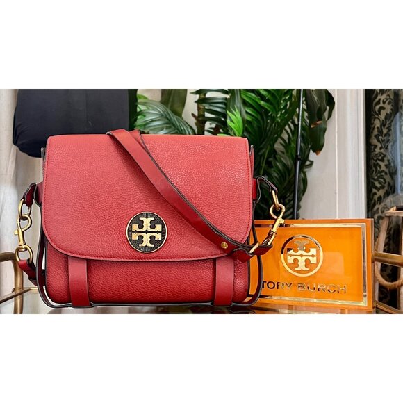 RARE!!!  AUTHENTINC TORY BURCH RUNWAY WINE ALASTAIR SADDLE BAG - Picture 1 of 13